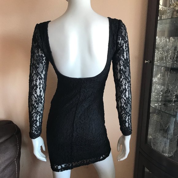 Urban Outfitters Black Lace Bodycon Dress Size XS - Picture 3 of 7
